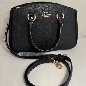 NWT Coach Black Pebbled Leather Satchel